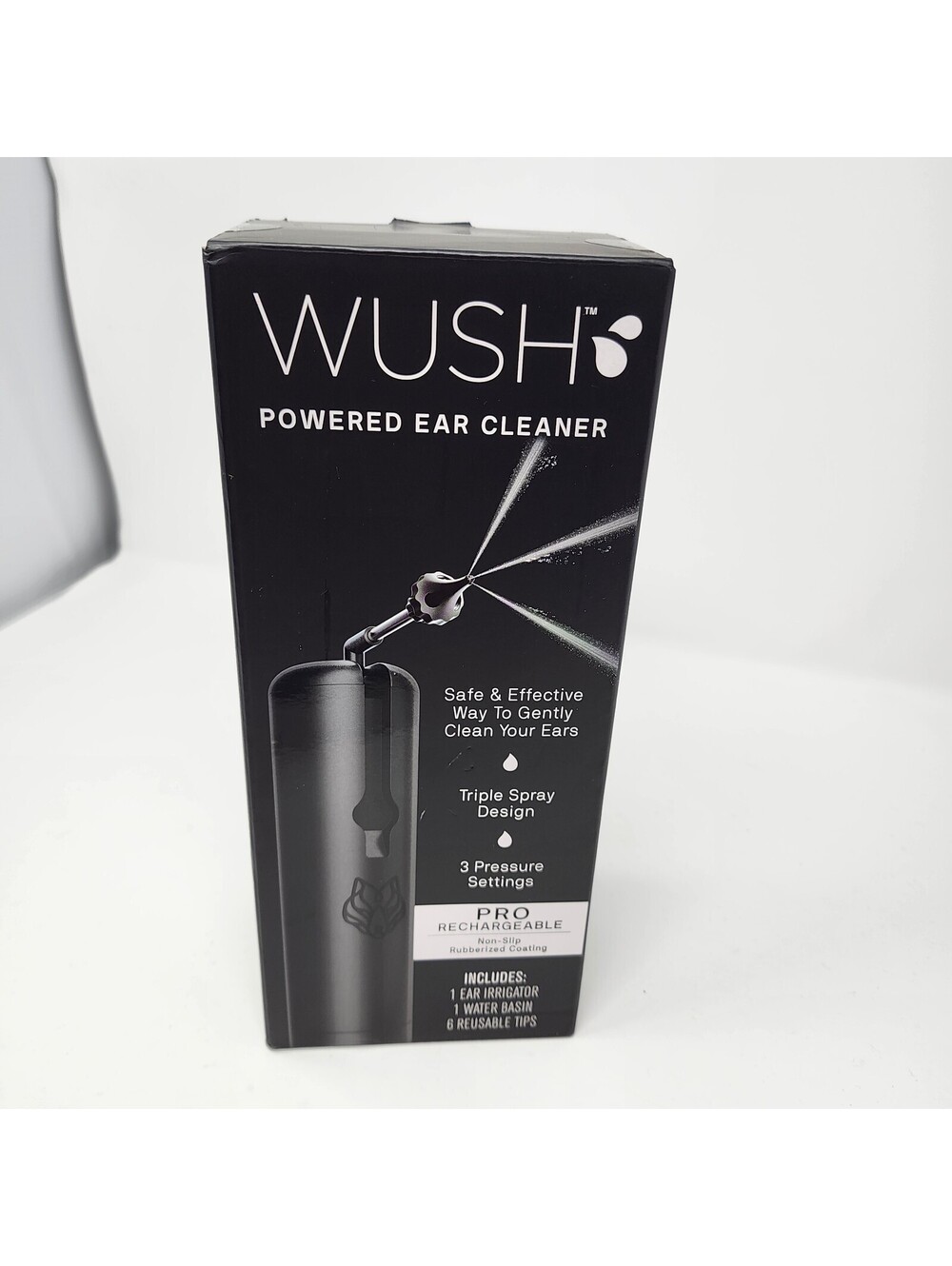 BlackWolf WUSH Pro Rechargeable Ear Cleaner Triple Jet 6 Tips NIB